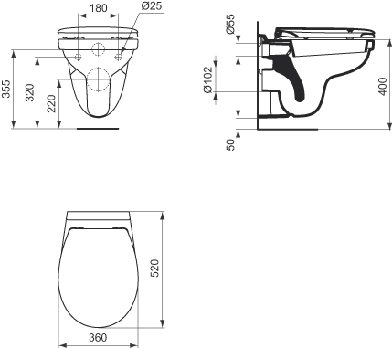 Cuvette WC seule suspendue Ulysse Porcher