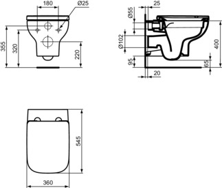 Pack cuvette WC suspendue Okyris RimLS+ Ideal Standard