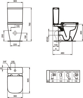 Cuvette seule à poser i.life S RimLS+ - Sortie horizontale Ideal Standard