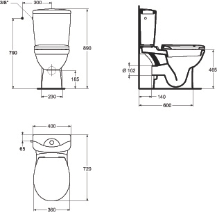 Pack WC à poser surélevé complet Kheops - Sortie horizontale J514301 Porcher