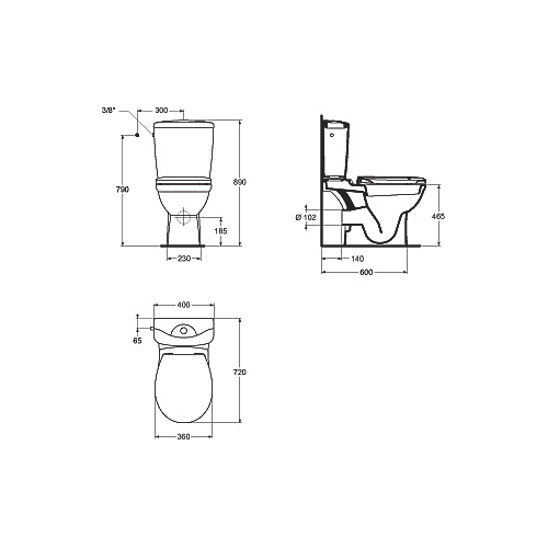Pack WC surélevé complet Kheops - Sortie horizontale J514301 Porcher