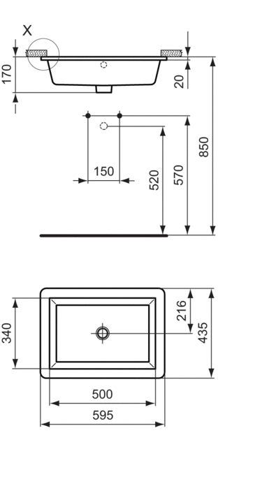 Vasque Strada à encastrer par-dessous K077901 Ideal Standard