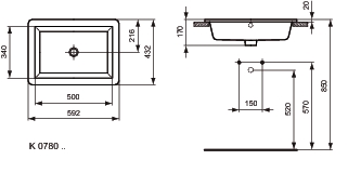 Vasque Strada non percée K078001 Ideal Standard