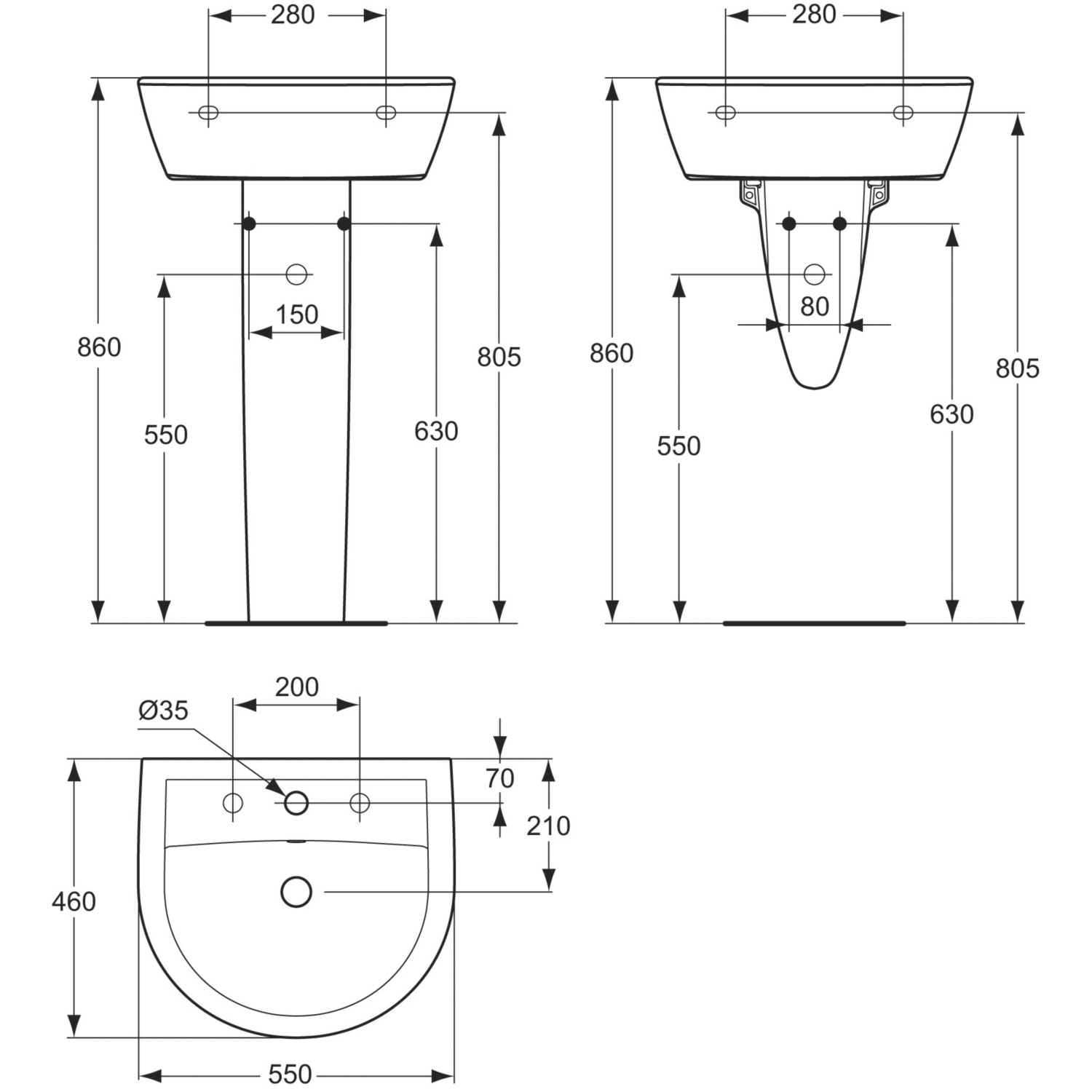 Lavabo Ulysse - Sans trop plein Porcher