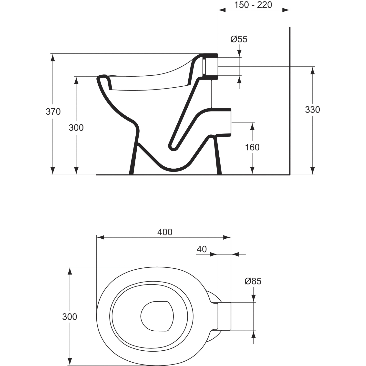 Cuvette à alimentation indépendante Maternelle enfant - Sortie horizontale P256401 Porcher