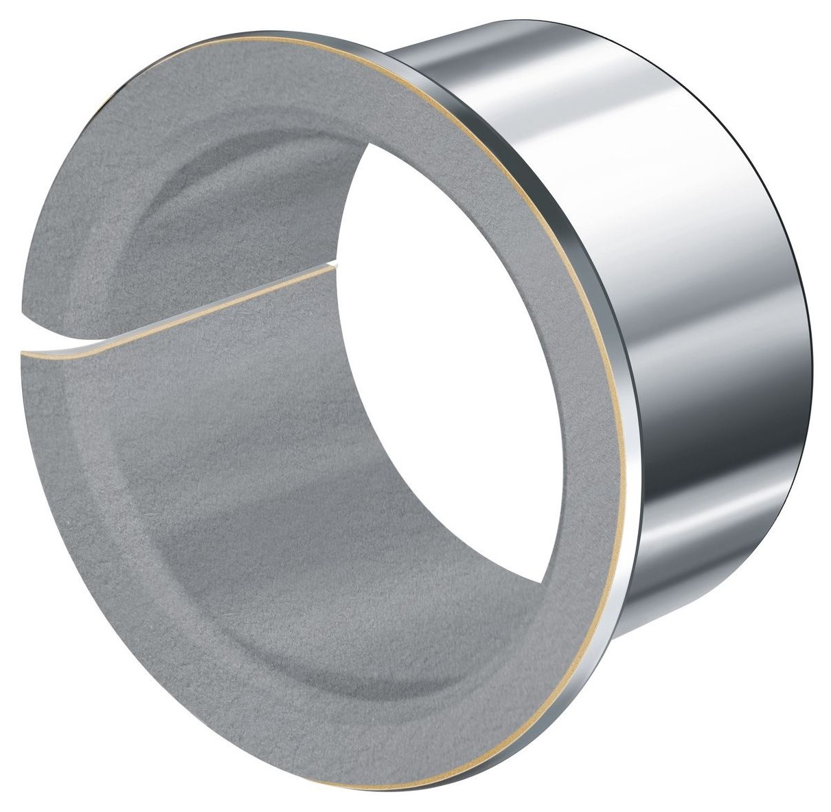  Coussinet autolubrifiant à collerette en Composite Métal-Polymère sans entretien - Support Acier + Etamage 