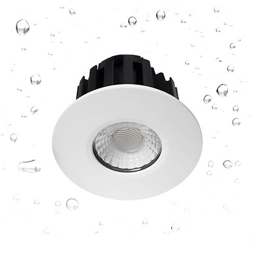 Spot CCT encastré rond fixe Lewa RD blanc mat + nickel satiné