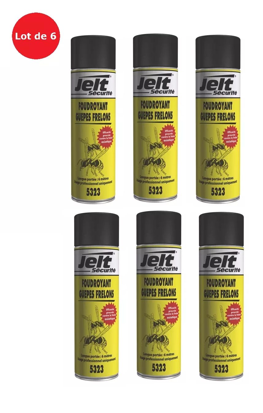 Foudroyant guêpes et frelons - Lot de 6 aérorols de 1000 mL Jelt