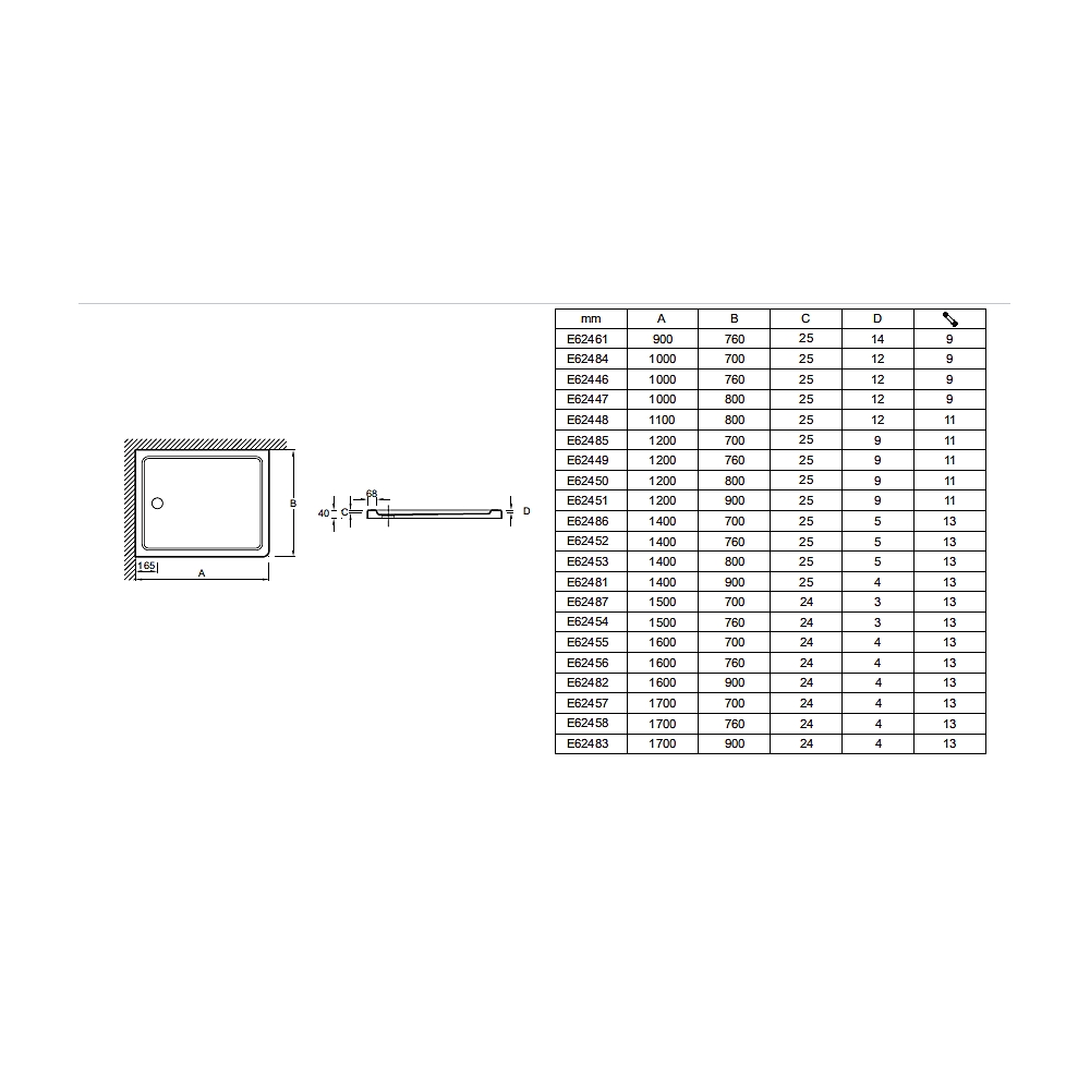 Receveur Flight extra-plat rectangulaire à poser ou à encastrer Jacob Delafon