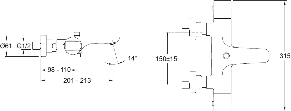 Mitigeur thermostatique bain-douche Aleo Jacob Delafon