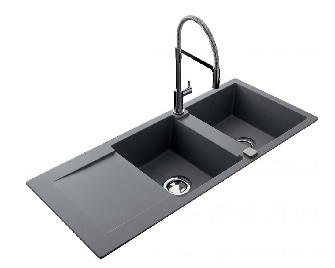 Evier Epure à encastrer - 2 cuves 1 égouttoir JS Aquatop