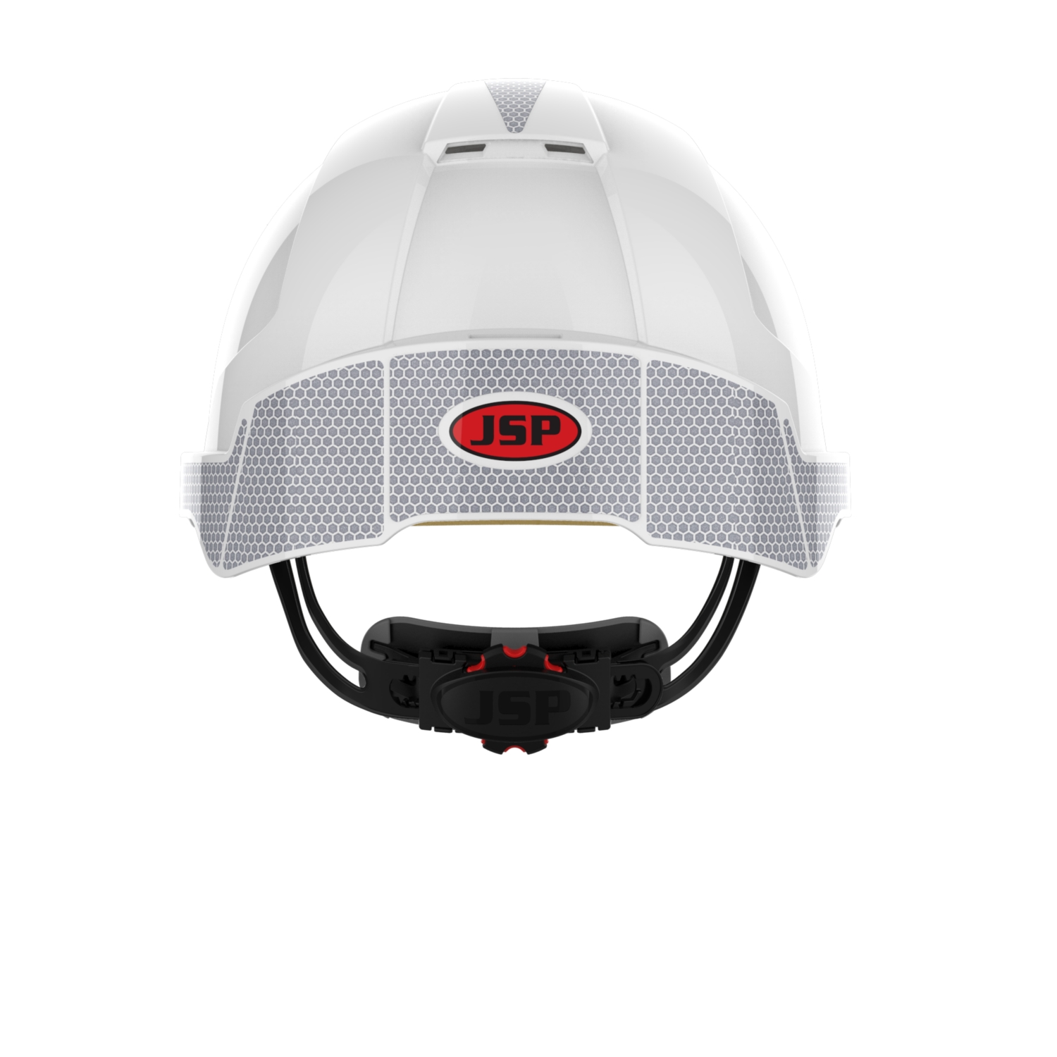 Casque Evolite blanc CR2 gris porte-badge ventilé crémaillère JSP