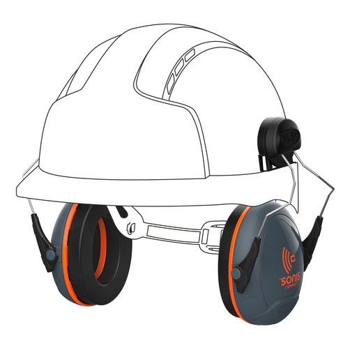 Coquilles antibruit orange/gris Sonis avec attaches SNR 31 dB JSP