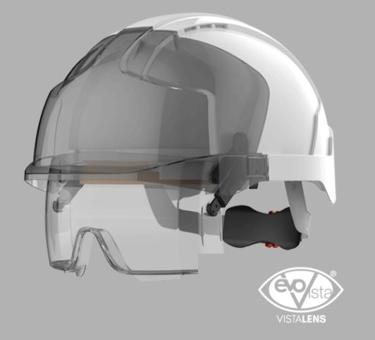 Casque de chantier EvoLite blanc avec porte-badge