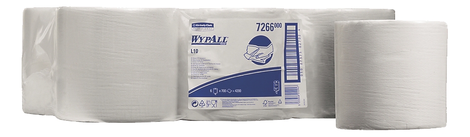 Chiffons d'essuyage Wypall® L10 - Blanc - 6 bobines Kimberly Clark