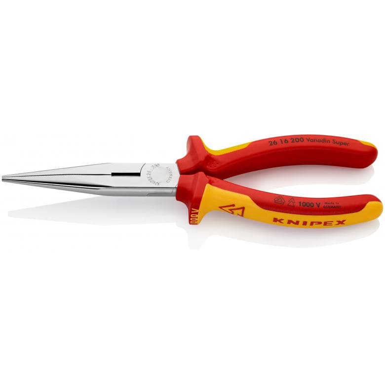 Pince demi-ronde avec tranchant certifiée VDE - bec droit 2616200 Knipex