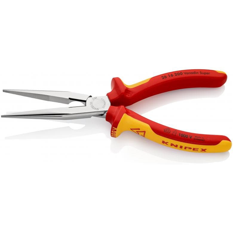 Pince demi-ronde avec tranchant certifiée VDE - bec droit 2616200 Knipex