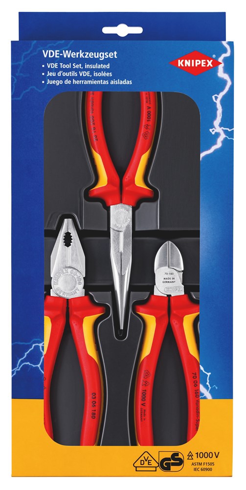 Jeu de 3 pinces électricien 2012 Knipex