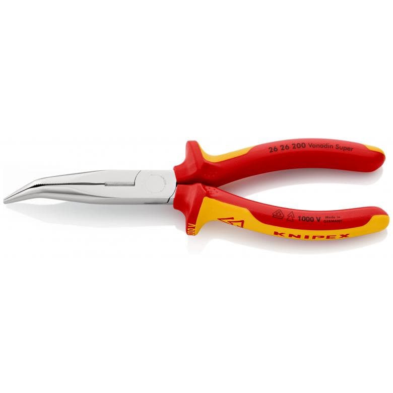 Pince demi-ronde avec tranchant certifiée VDE - bec coudé 2626200 Knipex