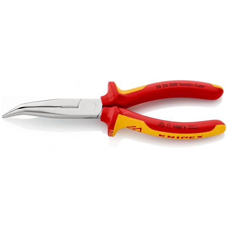 Pince demi-ronde avec tranchant certifiée VDE - bec coudé 2626200 Knipex