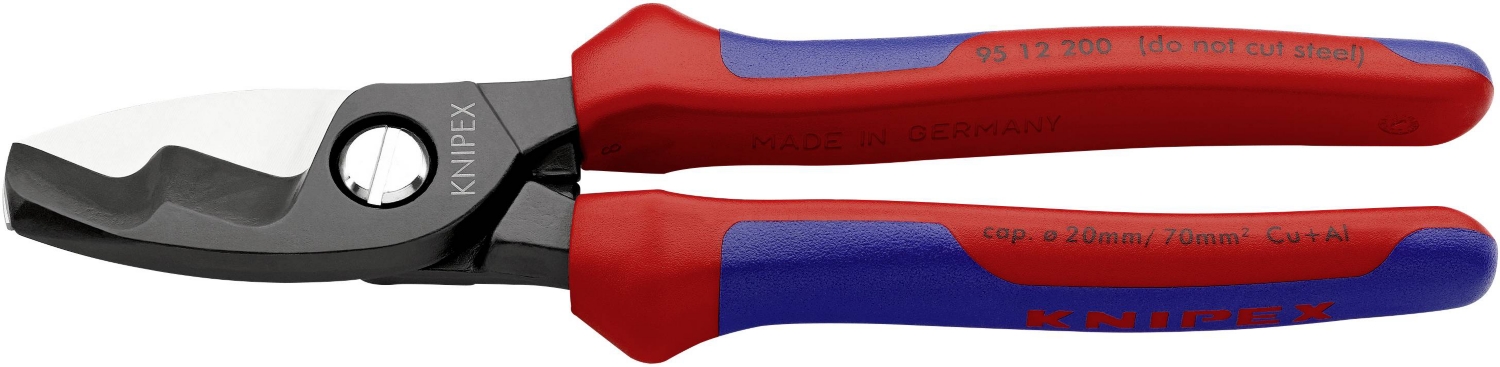 Coupe-câbles à double tranchants avec gaines bi-matière 9512200 Knipex