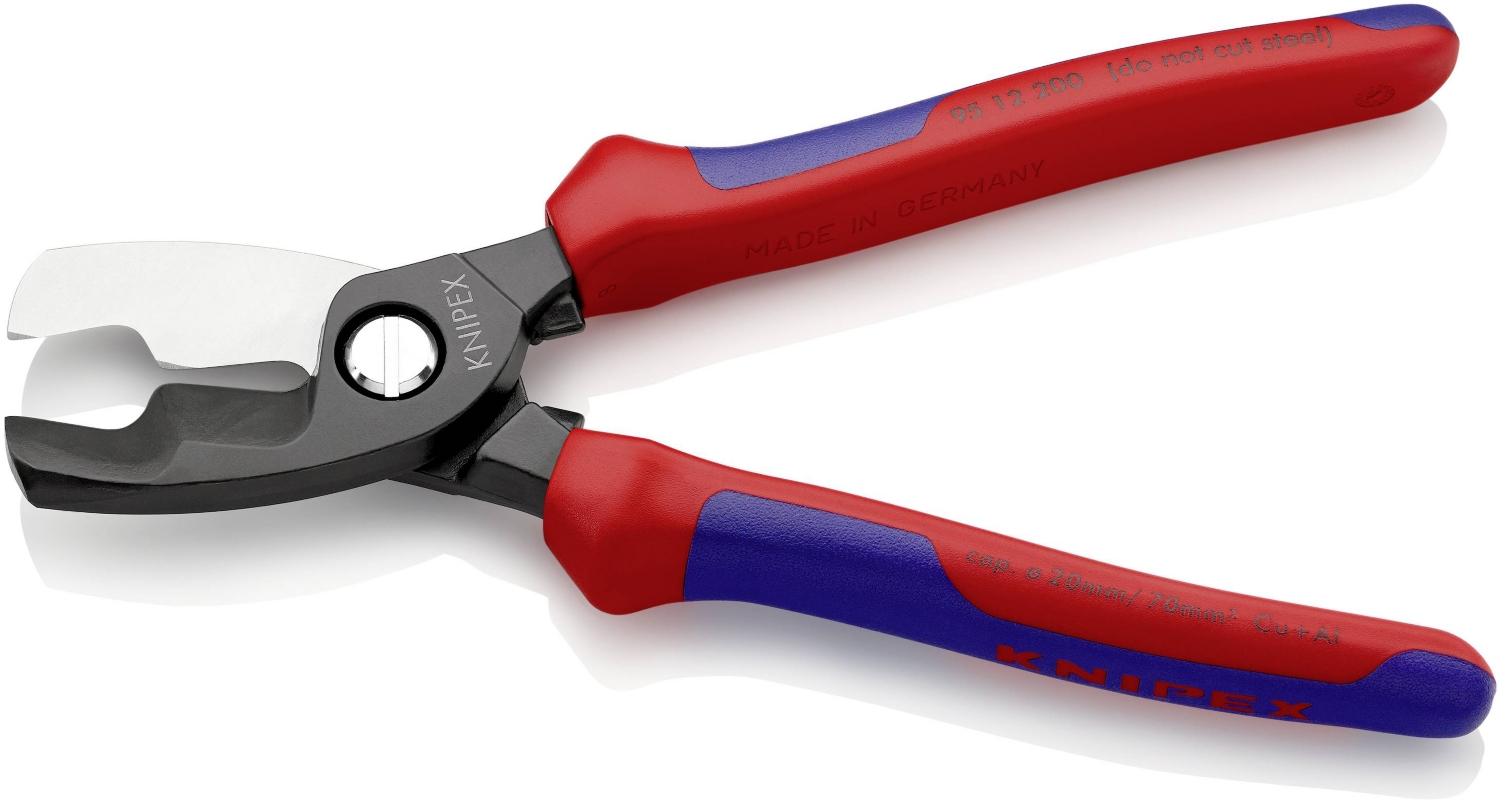 Coupe-câbles à double tranchants avec gaines bi-matière 9512200 Knipex
