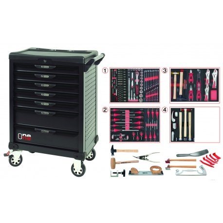 Servante OneByOne 7 tiroirs équipées de 166 outils 823.7154 KS Tools