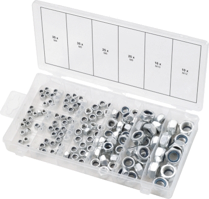 Coffret de 146 pièces - assortiment d’écrous de frein DIN 985 KS Tools