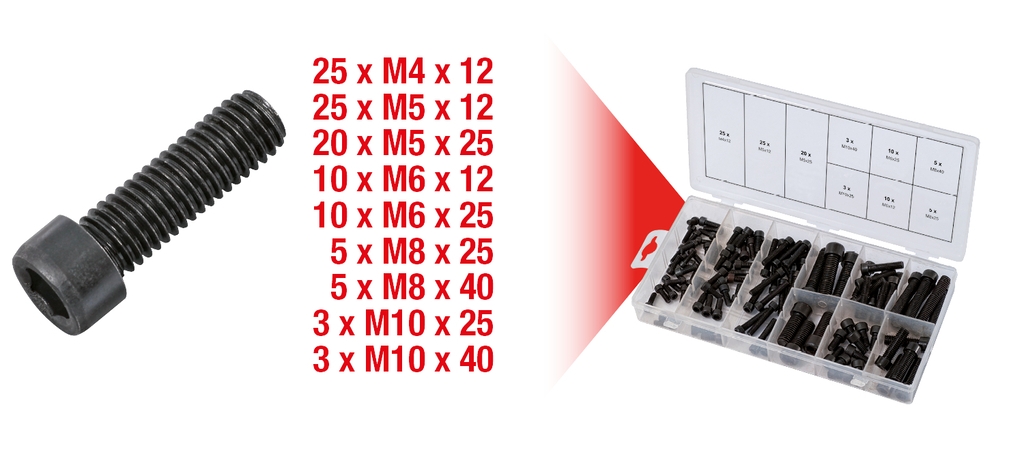 Coffret de 106 vis TCHC brut filetage total DIN 912 KS Tools
