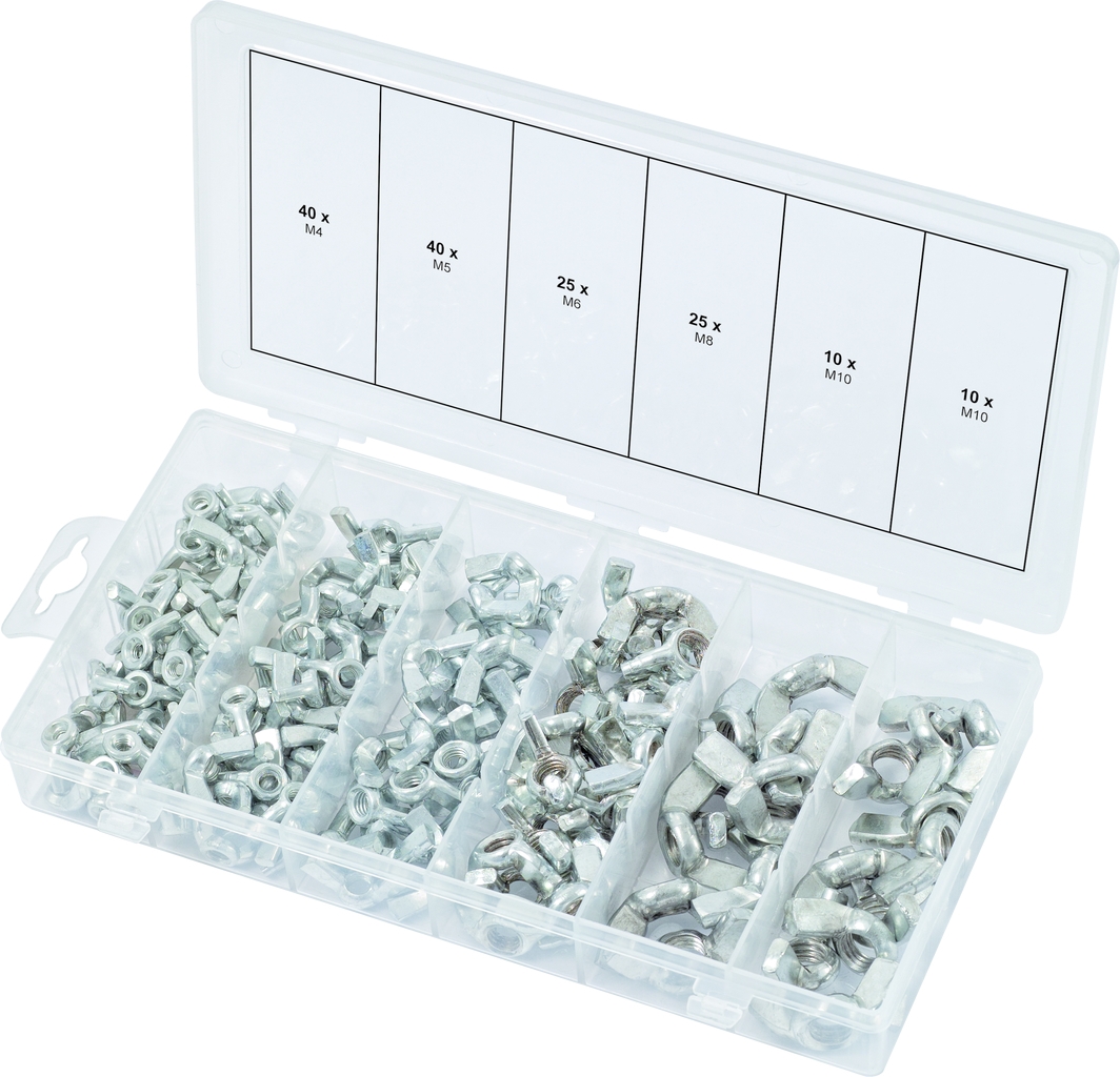 Coffret de 150 pièces - assortiment d’écrous papillon DIN 315 KS Tools