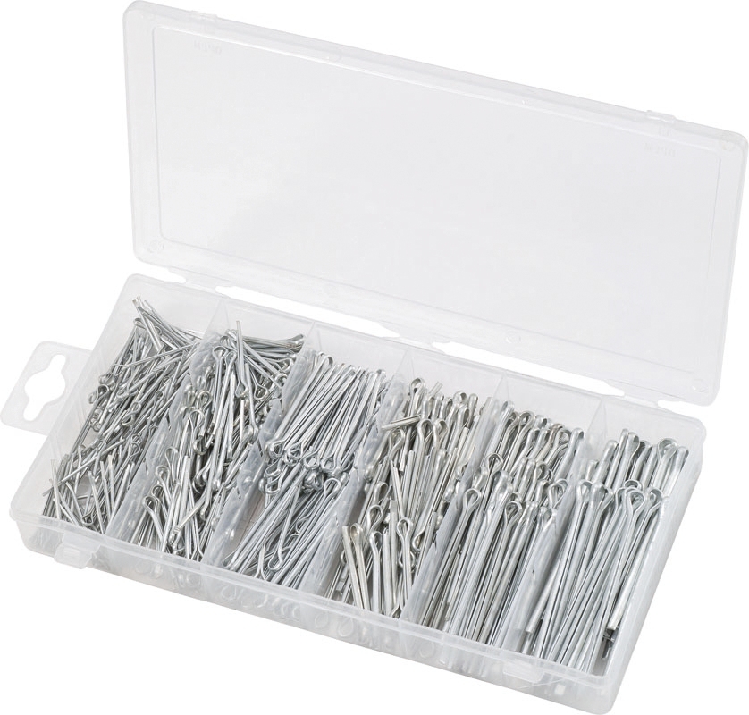 Coffret de 555 pièces - goupilles cylindriques fendues (version droite) DIN 94 KS Tools