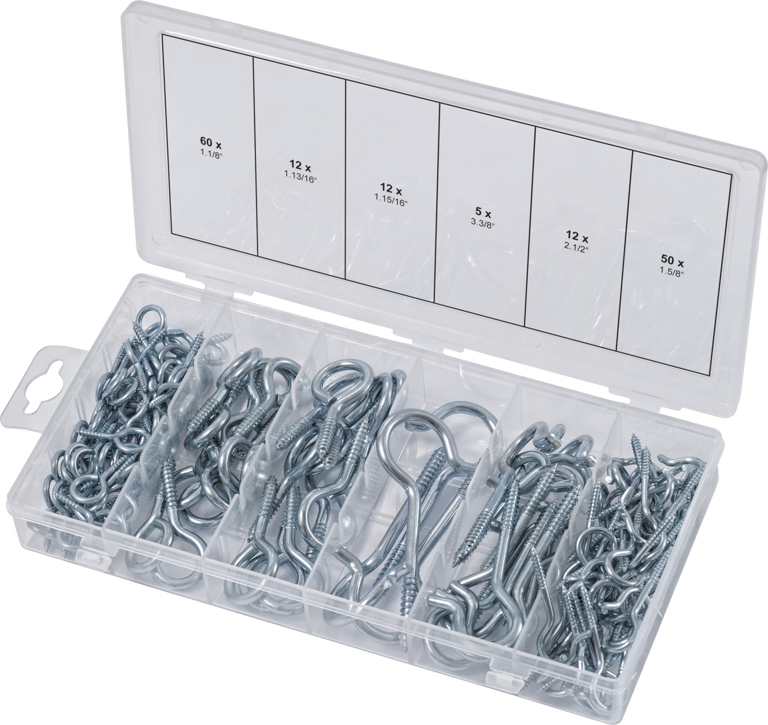 Coffret de 151 pièces - assortiment de pitons ouverts et fermés KS Tools