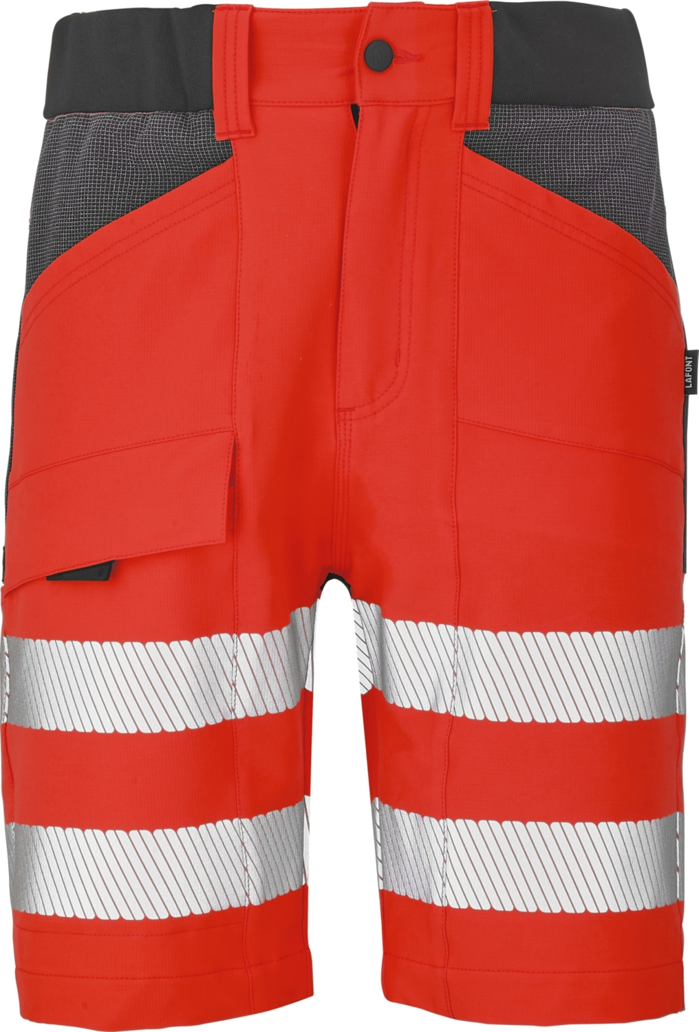 Bermuda HV polyester élasthanne mixte Looping rouge / gris charcoal Lafont