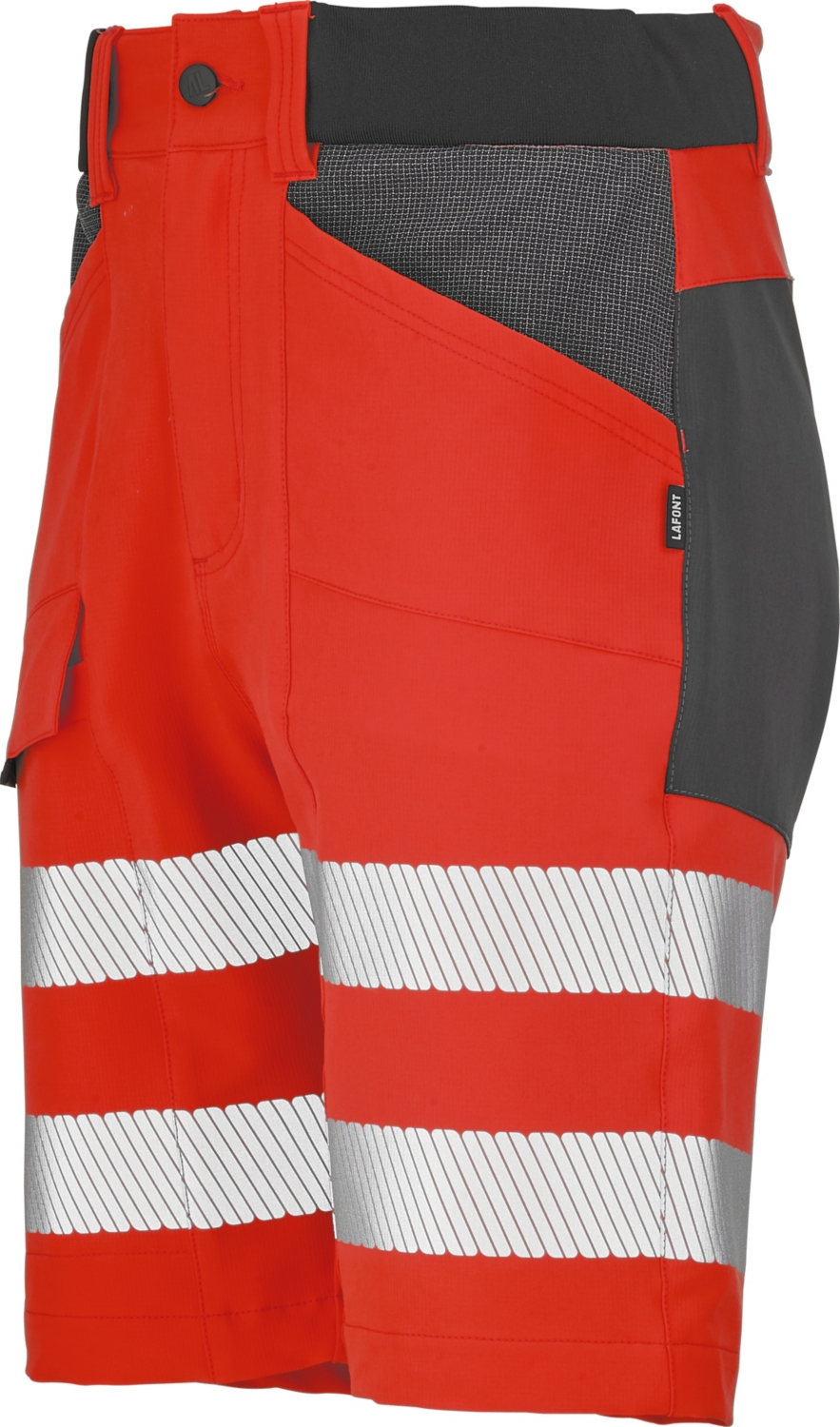 Bermuda HV polyester élasthanne mixte Looping rouge / gris charcoal Lafont