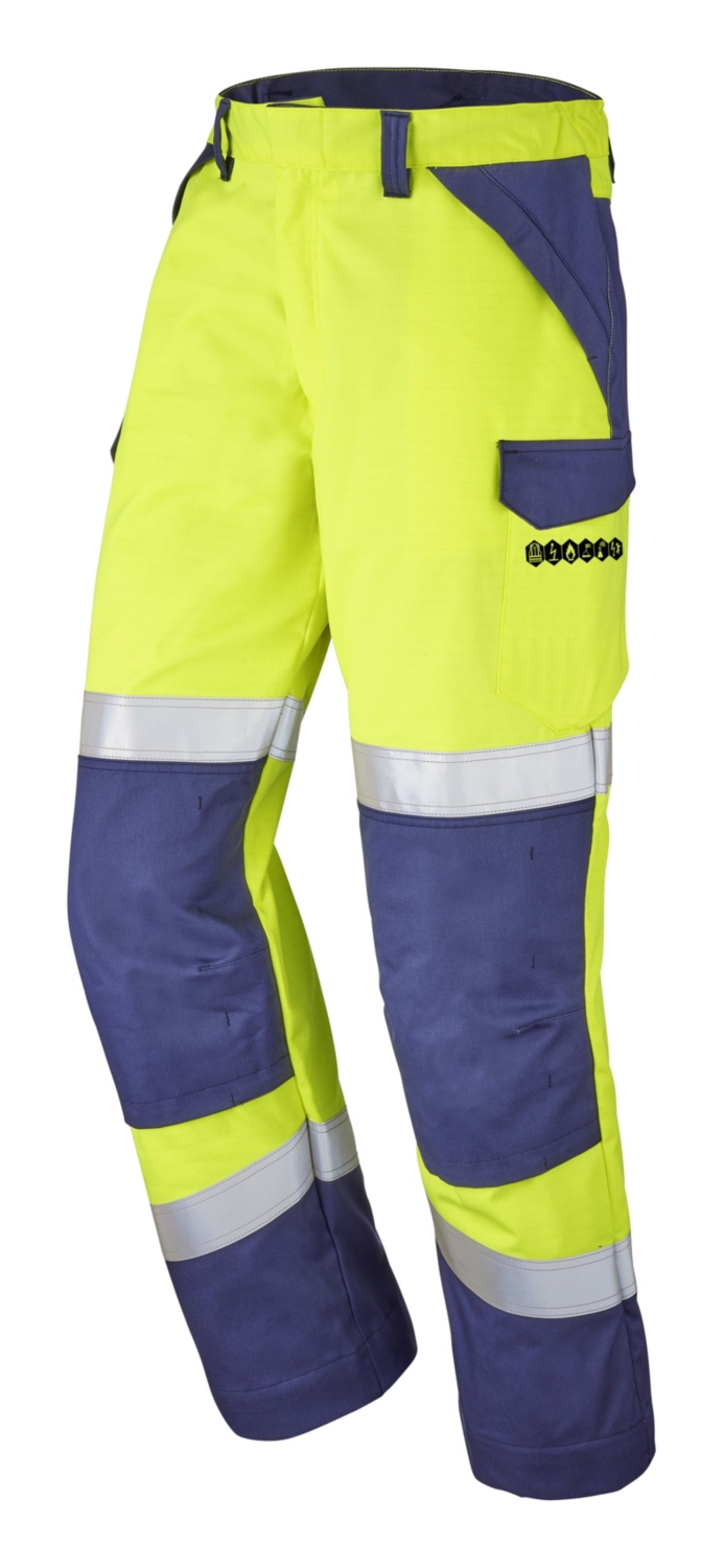 Pantalon multirisques HV coton mixte Bayo Atex jaune / marine