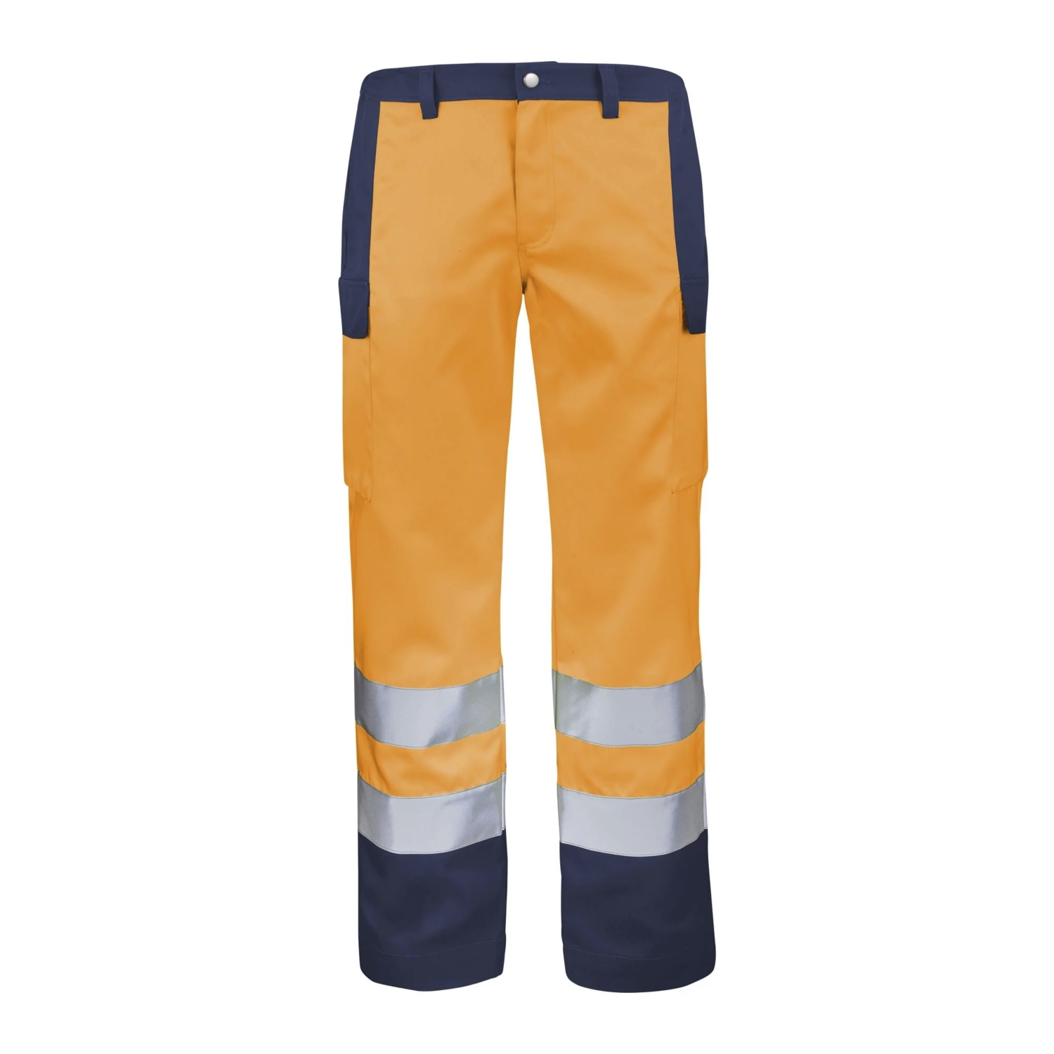  Pantalon HV polyester coton mixte Fluo Base EJ: 80 cm orange / marine 
