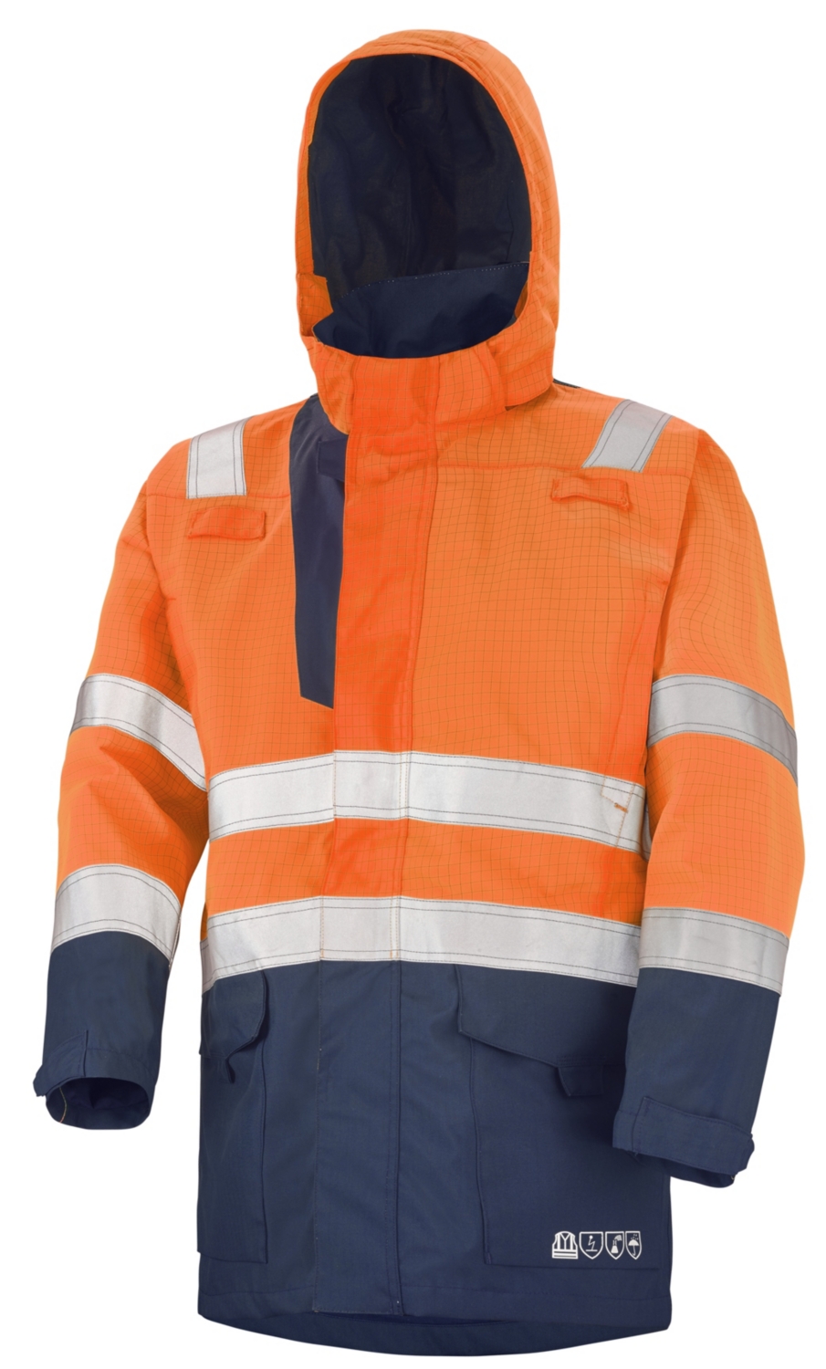 Parka HV multirisques polyester enduit PU mixte orange / marine Cepovett