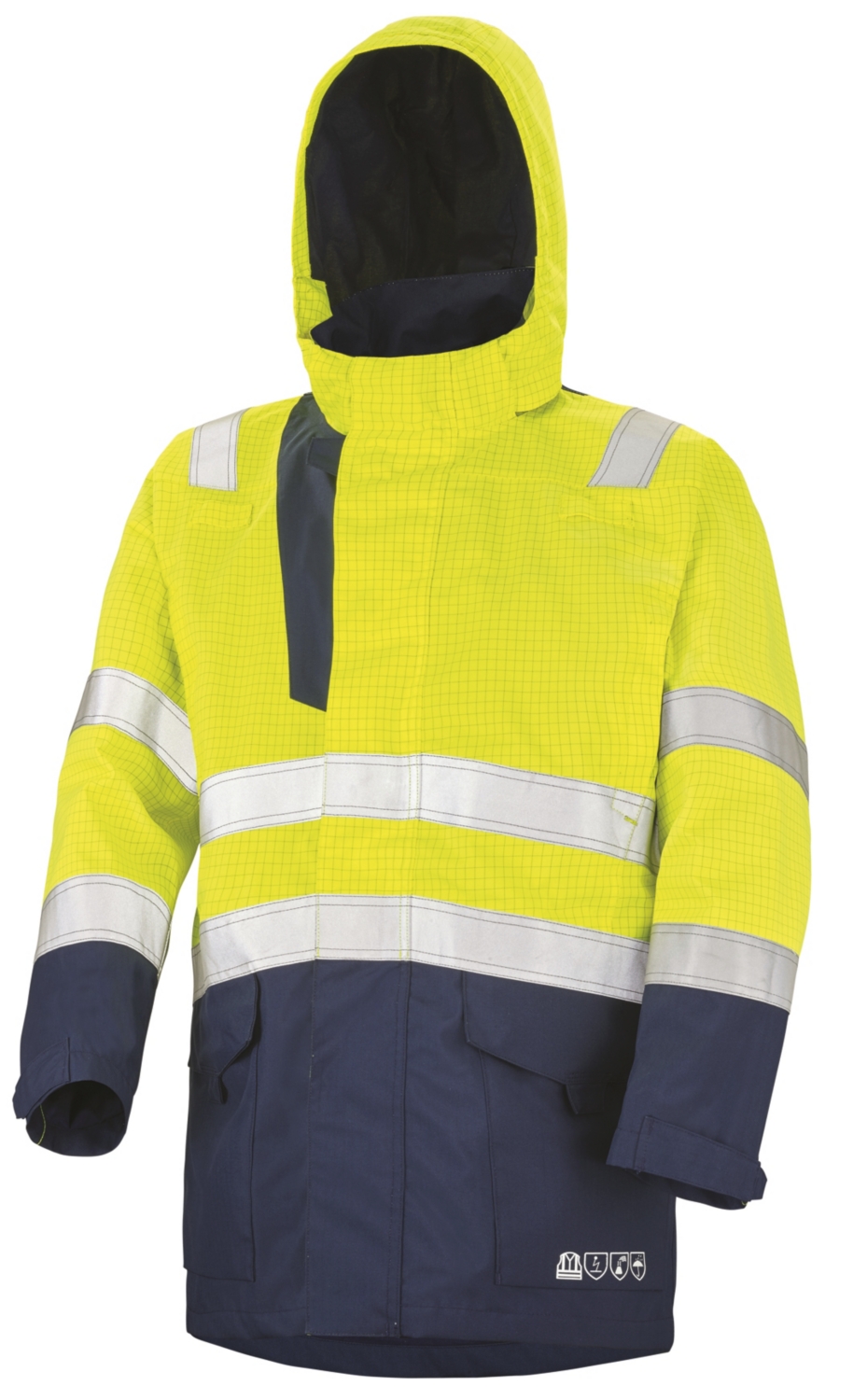 Parka HV multirisques polyester enduit PU mixte jaune / marine Cepovett