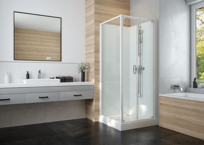Cabine de douche Iziglass 2 carrée portes battantes verre transparent Leda