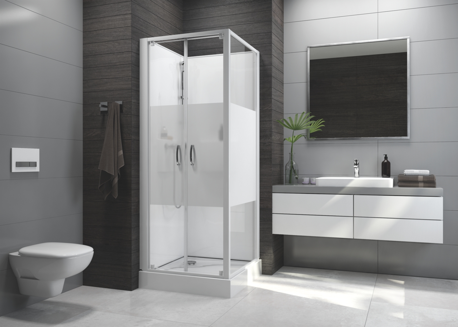 Cabine de douche Izibox 2 Confort carrée portes battantes verre transparent Leda