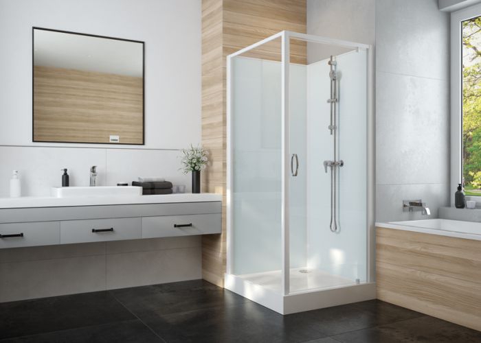 Cabine de douche Iziglass 2 carrée porte pivotante verre transparent Leda