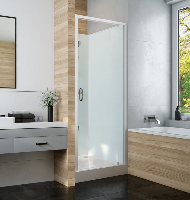 Cabine de douche Iziglass 2 carrée porte pivotante montage en niche verre transparent Leda