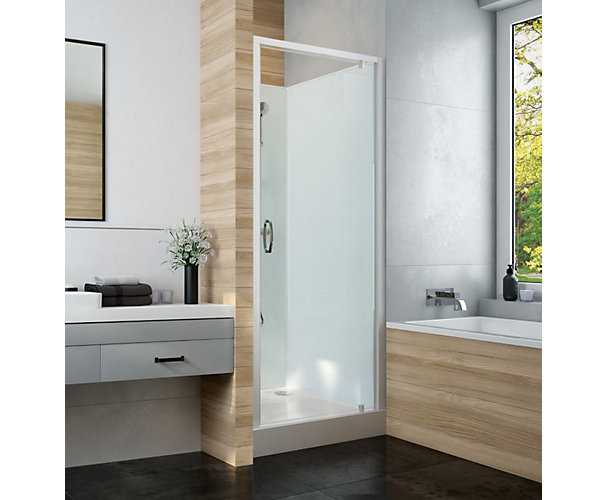 Cabine de douche Iziglass 2 carrée porte pivotante montage en niche verre transparent Leda