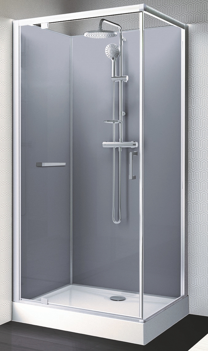 Cabine de douche Kara 2 Avantage rectangulaire porte pivotante - Fond gris Leda