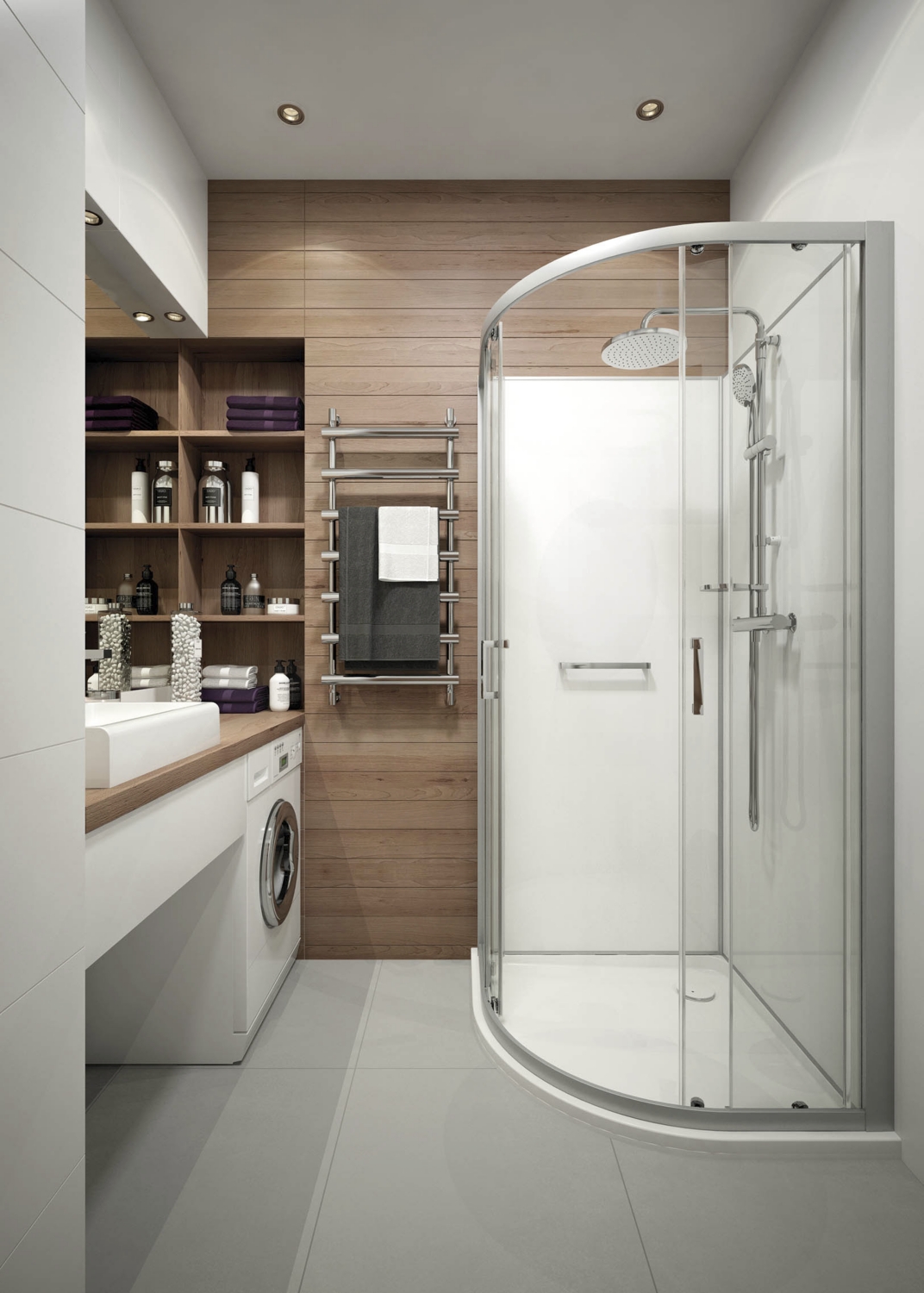 Cabine de douche Kara 2 Minéral Confort 1/4 de rond portes d'angle coulissantes - Fond gris