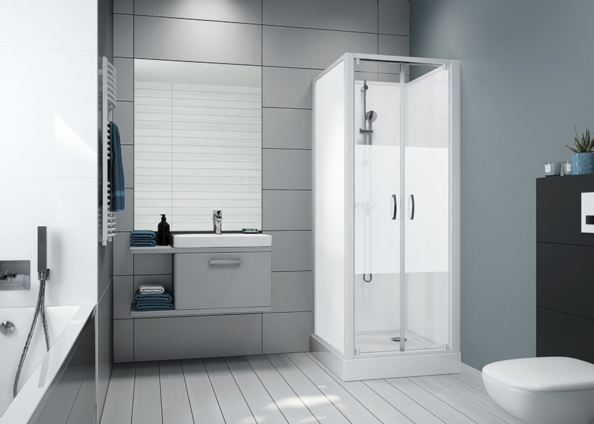 Cabine de douche Surf 6 carrée portes battantes verre opaque