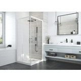  Portes de douche Atout 3 coulissantes accès d'angle - Profil blanc 