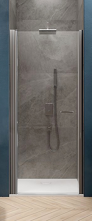 Porte de douche Arty pivotante accès de face - Profil argent verre transparent Leda