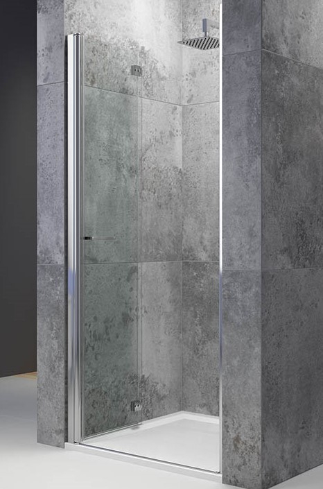 Porte de douche Arty pliante accès de face - Profil argent verre transparent Leda