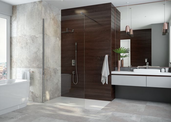 Paroi de douche Open 2 solution ouverte pour montage seul - Profil argent brillant verre transparent Leda